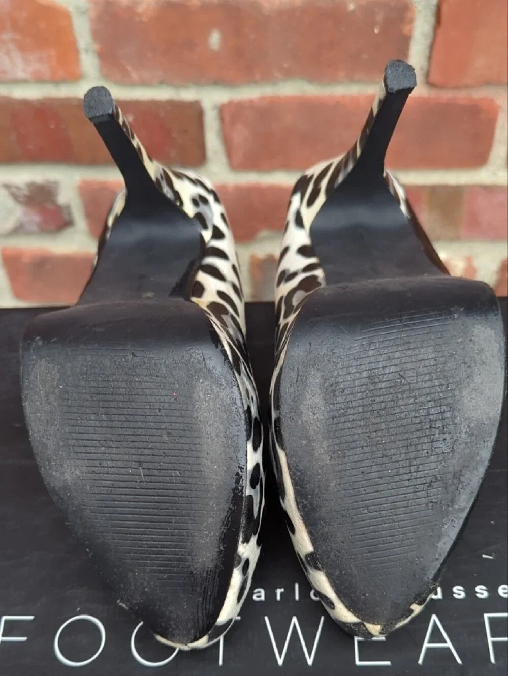 Russ Black and White Leopard Platform Pumps 4.5 in